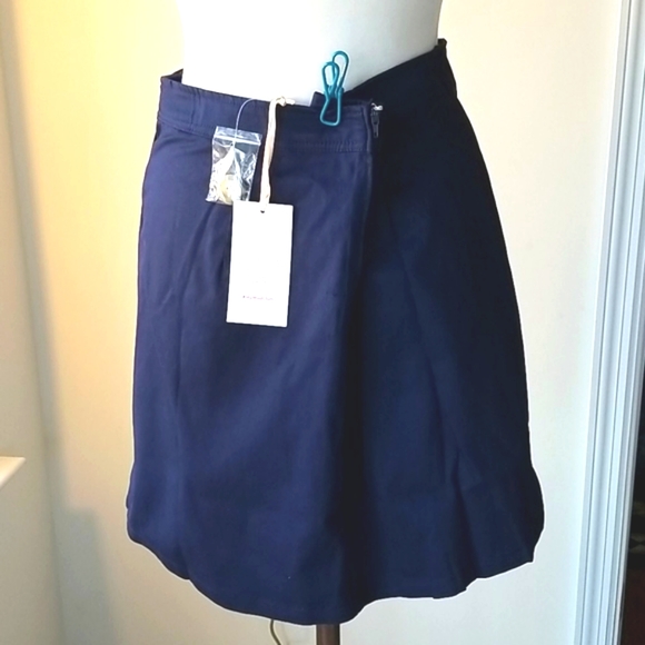 😽Modcloth Navy Button Front A Line Skirt Navy look cover mini nautical wear ❤️ - Picture 4 of 6